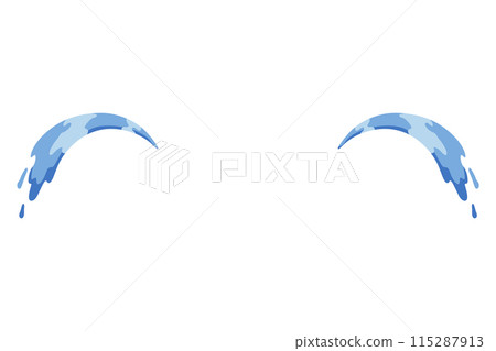 Cartoon tear drops icon. Sorrow cry streams, tear blob. Crying fluid, falling blue water drops. Isolated vector for sorrowful character weeping expression. Wet grief droplets 115287913