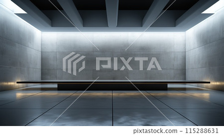 Concrete futuristic interior with ambient lighting 115288631
