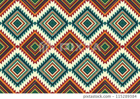 Navajo tribal vector seamless pattern. Native American ornament. Ethnic South Western decor style. Boho geometric ornament. Vector seamless pattern. Mexican blanket, rug. Woven carpet illustration. Navajo tribal vector seamless pattern. Native American ornament. Ethnic South Western decor style. Boho geometric ornament. Vector seamless pattern. Mexican blanket, rug. Woven carpet illustration. 115289384