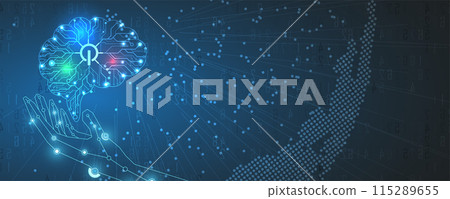 Abstract Artificial intelligence. Cloud computing. Machine learning. Technology web background. Virtual concept futuristic background. Vector art. Abstract Artificial intelligence. Cloud computing. Machine learning. Technology web background. Virtual concept futuristic background. Vector art. 115289655