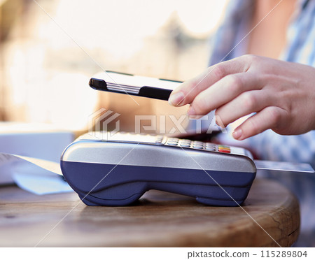 Person, machine and mobile payment for purchase, online and customer with credit card. Technology, cellphone and finance for buying with smartphone, hand and people for sale and contactless paying Person, machine and mobile payment for purchase, online and customer with credit card. Technology, cellphone and finance for buying with smartphone, hand and people for sale and contactless paying 115289804