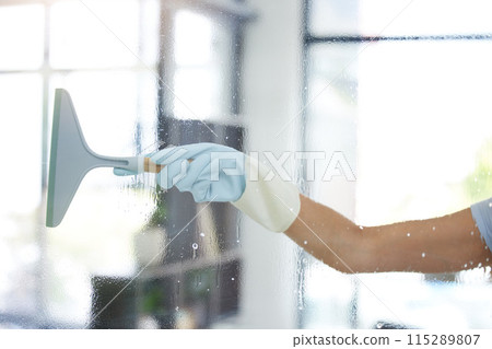 Window, arm and cleaning with detergent or spray, hygiene and product for hospitality, maintenance and service. Cleaner, glass door and chemical for housekeeping with gloves and wipe liquid away Window, arm and cleaning with detergent or spray, hygiene and product for hospitality, maintenance and service. Cleaner, glass door and chemical for housekeeping with gloves and wipe liquid away 115289807