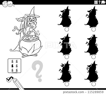shadow activity with cartoon witch coloring page shadow activity with cartoon witch coloring page 115289859