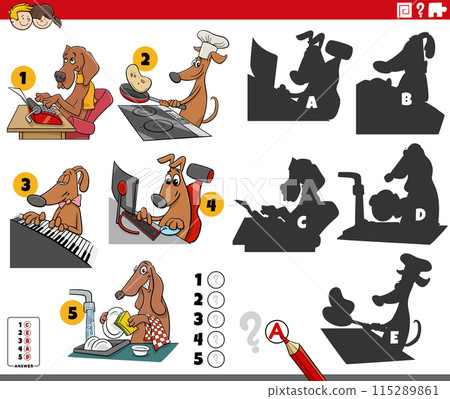 finding shadows activity with cartoon dogs characters finding shadows activity with cartoon dogs characters 115289861