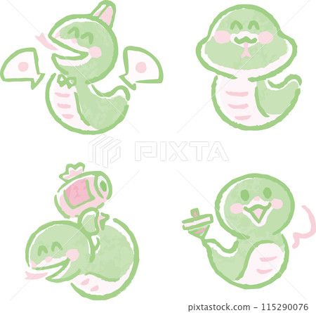 可愛蛇水彩插畫組蛇年賀年片2025年片2025號手繪蛇蛇年 115290076