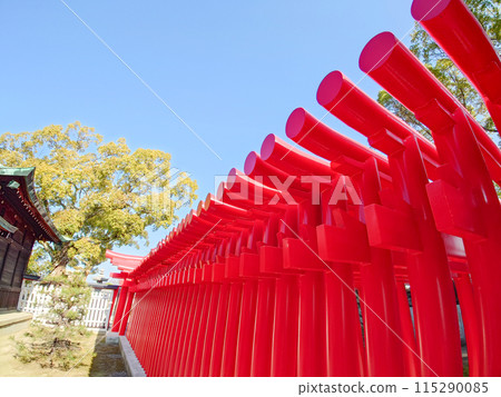 一系列朱紅色鳥居的景觀 115290085