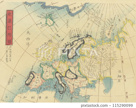 World map from the Meiji period: Europe World map from the Meiji period: Europe 115290099