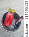 Love Real Food Watermelon Juice on wooden table 115290132