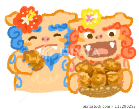 Shisa holding Sata Andagi 115290252