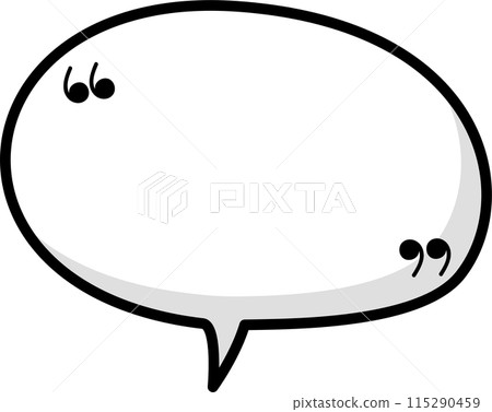 Black and white color speech bubble balloon with quotation marks, icon sticker memo keyword planner text box banner, flat png transparent element design 115290459