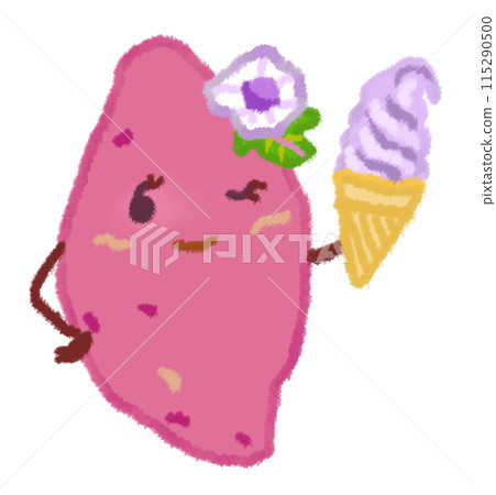 紫甘藷角色拿著紫甘藷軟冰淇淋 115290500