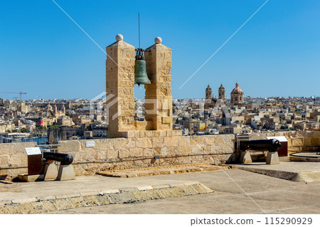 Stone ramparts of Fort St. Angelo, Birgu Malta. 115290929