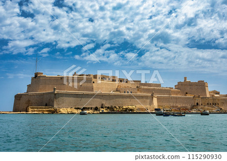 Stone ramparts of Fort St. Angelo, Birgu Malta. Stone ramparts of Fort St. Angelo, Birgu Malta. 115290930