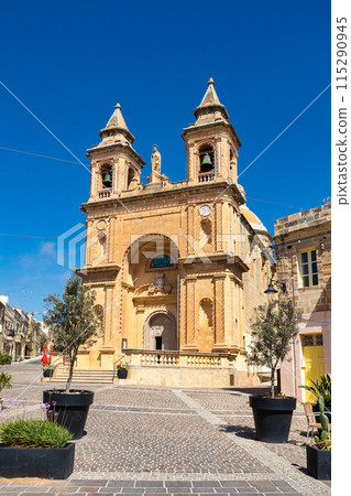 Parish Church of Our Lady of Pompei, Marsaxlokk fishing village in Malta. 115290945
