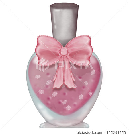 Nail polish pink and light blue,hand drawn style coquette decorated with ribbon and pearl.  115291353
