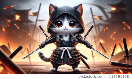 samurai, cat, character 115291398