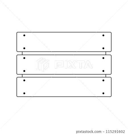 Empty Wooden Box Line icon. Vector Linear style Storage Box isolated on white. Sign for mobile concept and web design. Garden Wood crate Outline Symbol, logo illustration. Graphic Art. 115291602