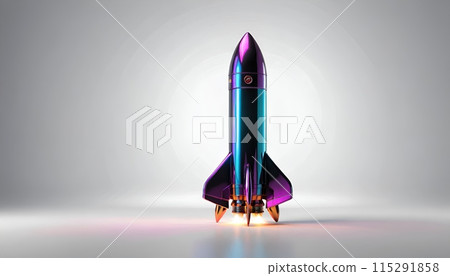 Illustrative representation of a simple rocket that is just starting and on its way up - ai generated 115291858