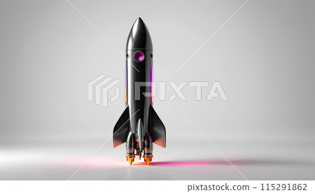 Illustrative representation of a simple rocket that is just starting and on its way up - ai generated Illustrative representation of a simple rocket that is just starting and on its way up - ai generated 115291862
