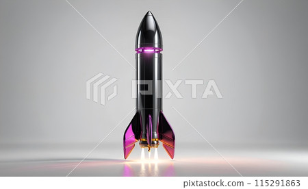 Illustrative representation of a simple rocket that is just starting and on its way up - ai generated Illustrative representation of a simple rocket that is just starting and on its way up - ai generated 115291863