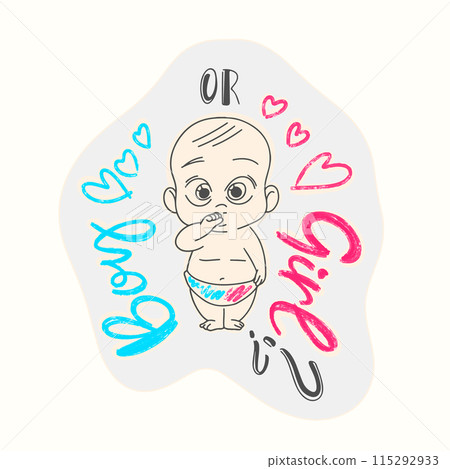Vector poster design for gender reveal party, cute baby 115292933