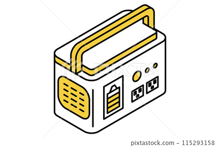 Disaster prevention goods, emergency battery simple line drawing, isometric illustration 115293158