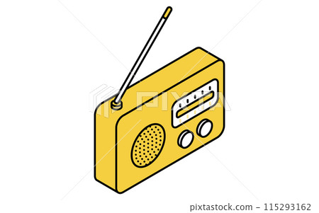 防災用品、行動無線電簡單線條畫、等軸圖 115293162