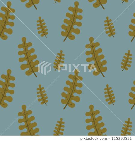 Summer mood. Tropical leaves seamless background pattern. Trendy summer pattern for wrapping paper, wallpaper, stickers, notebook cover. Flat style Summer mood. Tropical leaves seamless background pattern. Trendy summer pattern for wrapping paper, wallpaper, stickers, notebook cover. Flat style 115293531