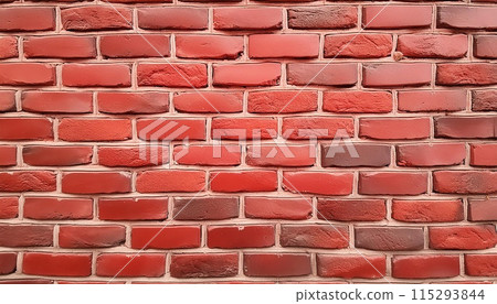 充滿活力、色彩繽紛的磚牆圖案，具有各種深淺的紅色和橙色。 115293844
