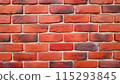 充滿活力、色彩繽紛的磚牆圖案，具有各種深淺的紅色和橙色。 115293845
