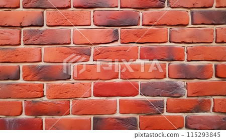 A vibrant and colorful brick wall pattern featuring various shades of red and orange. A vibrant and colorful brick wall pattern featuring various shades of red and orange. 115293845