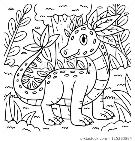 Dragon Leaf Coloring Page for Kids Dragon Leaf Coloring Page for Kids 115293894