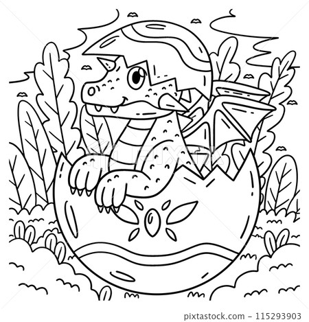 Dragon Coming Out of an Egg Coloring Page for Kids Dragon Coming Out of an Egg Coloring Page for Kids 115293903