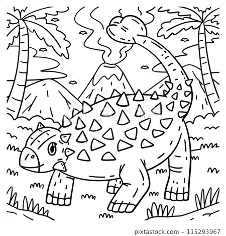 Ankylosaurus Dinosaur Coloring Page for Kids 115293967