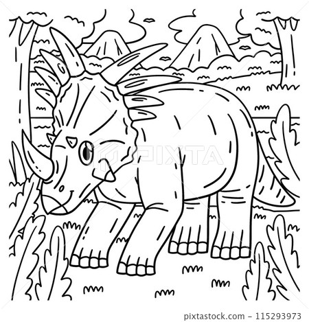 Styracosaurus Dinosaur Coloring Page for Kids 115293973
