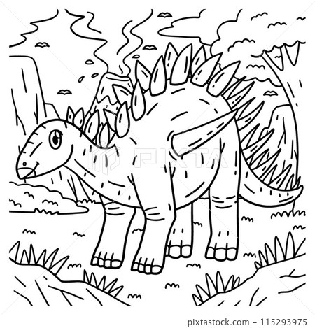 Kentrosaurus Dinosaur Coloring Page for Kids 115293975