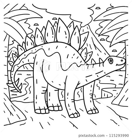 Stegosaurus Dinosaur Coloring Page for Kids 115293990