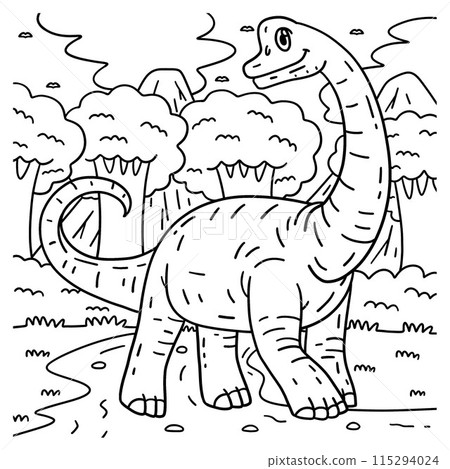 Brachiosaurus Dinosaur Coloring Page for Kids Brachiosaurus Dinosaur Coloring Page for Kids 115294024