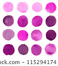 Set of purple, pink, violet watercolor circles isolated on a white background. Watercolour pink circles Set of purple, pink, violet watercolor circles isolated on a white background. Watercolour pink circles 115294174