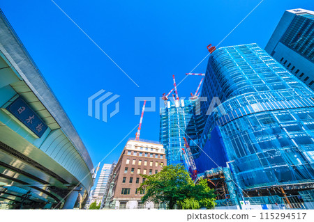 Tokyo cityscape in June. View of the redevelopment projects in Nihonbashi and Nihonbashi 1-chome (5th) Tokyo cityscape in June. View of the redevelopment projects in Nihonbashi and Nihonbashi 1-chome (5th) 115294517