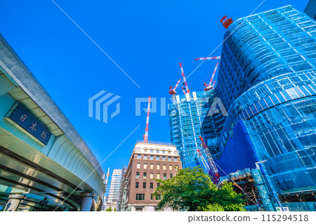 Tokyo cityscape in June. View of the redevelopment projects in Nihonbashi and Nihonbashi 1-chome (5th) Tokyo cityscape in June. View of the redevelopment projects in Nihonbashi and Nihonbashi 1-chome (5th) 115294518