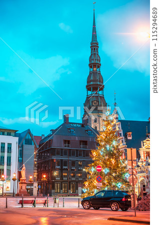 Popular Place With Famous Landmarks On It In Bright Evening Illumination In Winter Twilight. 115294689