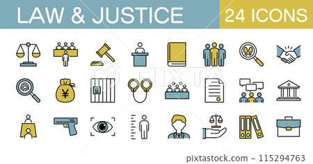 Court, law and justice icon set color 115294763