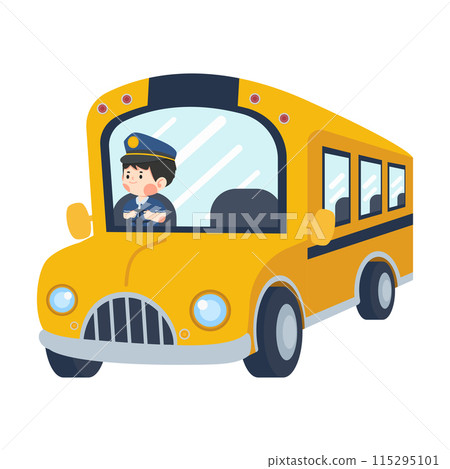School bus with driver vector 115295101