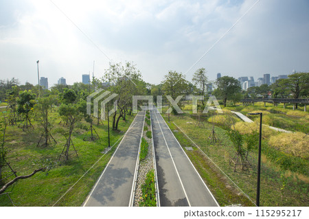 Benjakitti Forest Park, is new landmark public park of central Bangkok in Bangkok, Thailand. 115295217