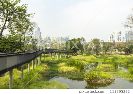 Benjakitti Forest Park, is new landmark public park of central Bangkok in Bangkok, Thailand. Benjakitti Forest Park, is new landmark public park of central Bangkok in Bangkok, Thailand. 115295222
