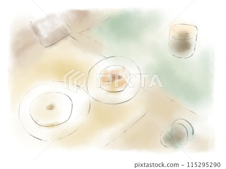 Landscape with two bagels, watercolor style, hand-drawn illustration Landscape with two bagels, watercolor style, hand-drawn illustration 115295290