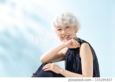坐在美麗的高級女人 115295857