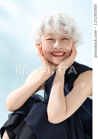 Beauty Senior Woman Sitting Beauty Senior Woman Sitting 115295869
