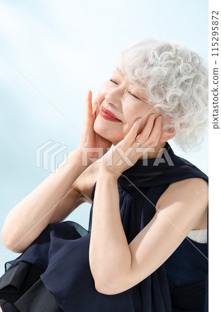 Beauty Senior Woman Sitting Beauty Senior Woman Sitting 115295872